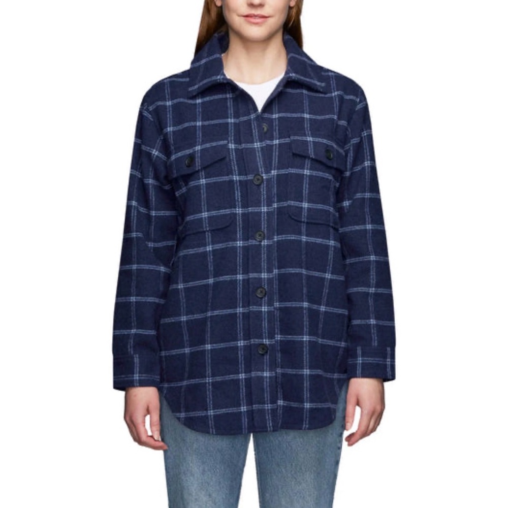 Women's Navy Plaid Utility Jacket